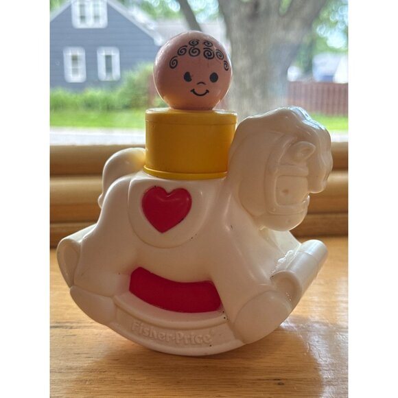 Vintage Fisher Price Rocking Horse & Little People Baby Figure 1029 1989 Collect - Picture 1 of 7